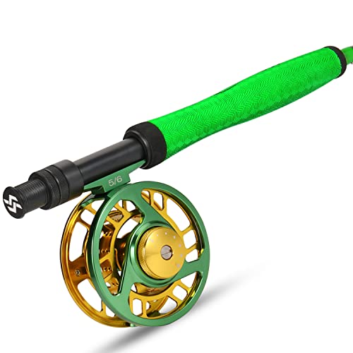 Sougayilang 5/6 Weight Fly Fishing Combo Starter Kit for Beginners, 9' Fly Rod with SuperPolymer Handle & CNC Reel, Carr