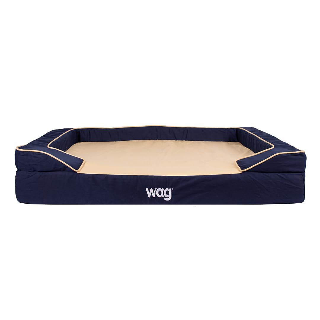 Luxe Dog Bed by Wag for Large Dogs | Quad Layer Technology with Memory Foam, Orthopedic Foam, and Cooling Gel | Suitable