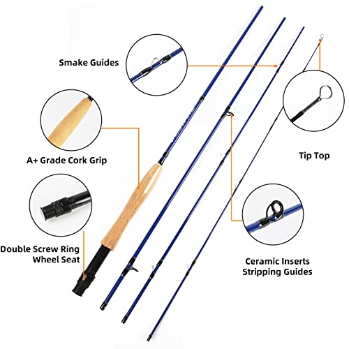 Fly Fishing Rod and Reel Combo for Beginners - 3/5/8 WT Starter Kit with 4-Piece Fly Rod
| Fly Fishing Setup - 3/5/8 WT