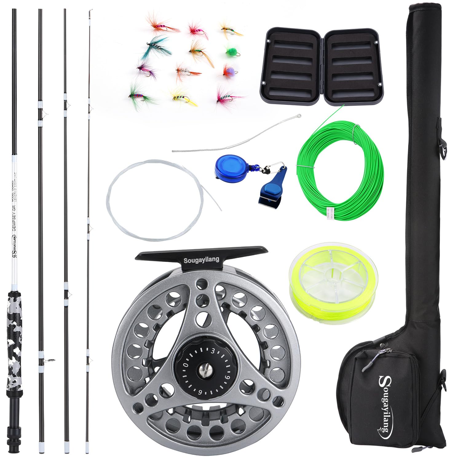 5/6 Weight Fly Fishing Combo Starter Kit for Beginners, Carrying Case & Fly Box Case
| SuperPolymer Handle 9' Fly Rod,